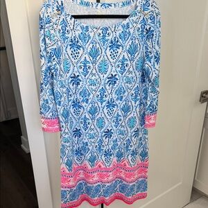 Lilly Pulitzer Blue and Pink Long Sleeve Dress